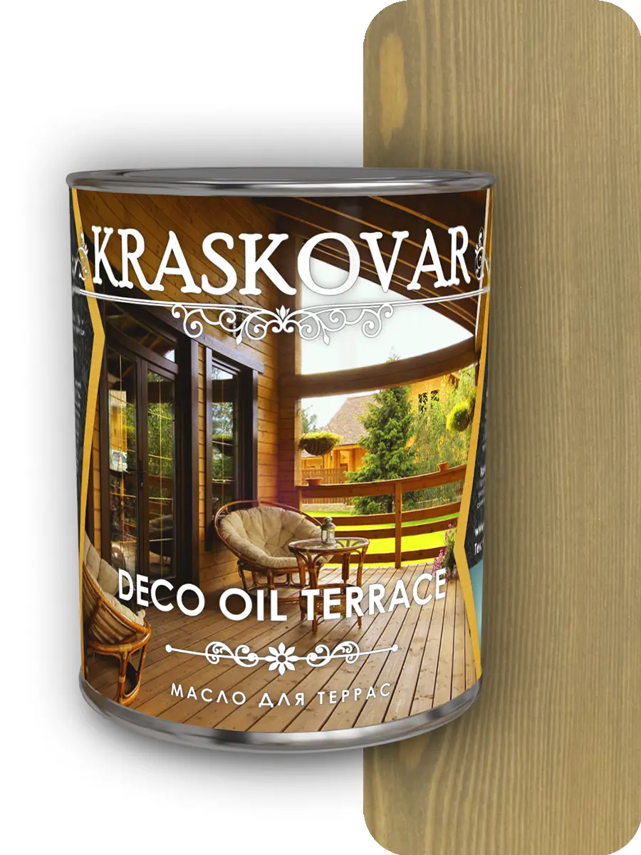 Изображение товара Масло для террас Kraskovar Deco Oil Terrace серый 0.75 л для наружных и внутренних деревянных конст