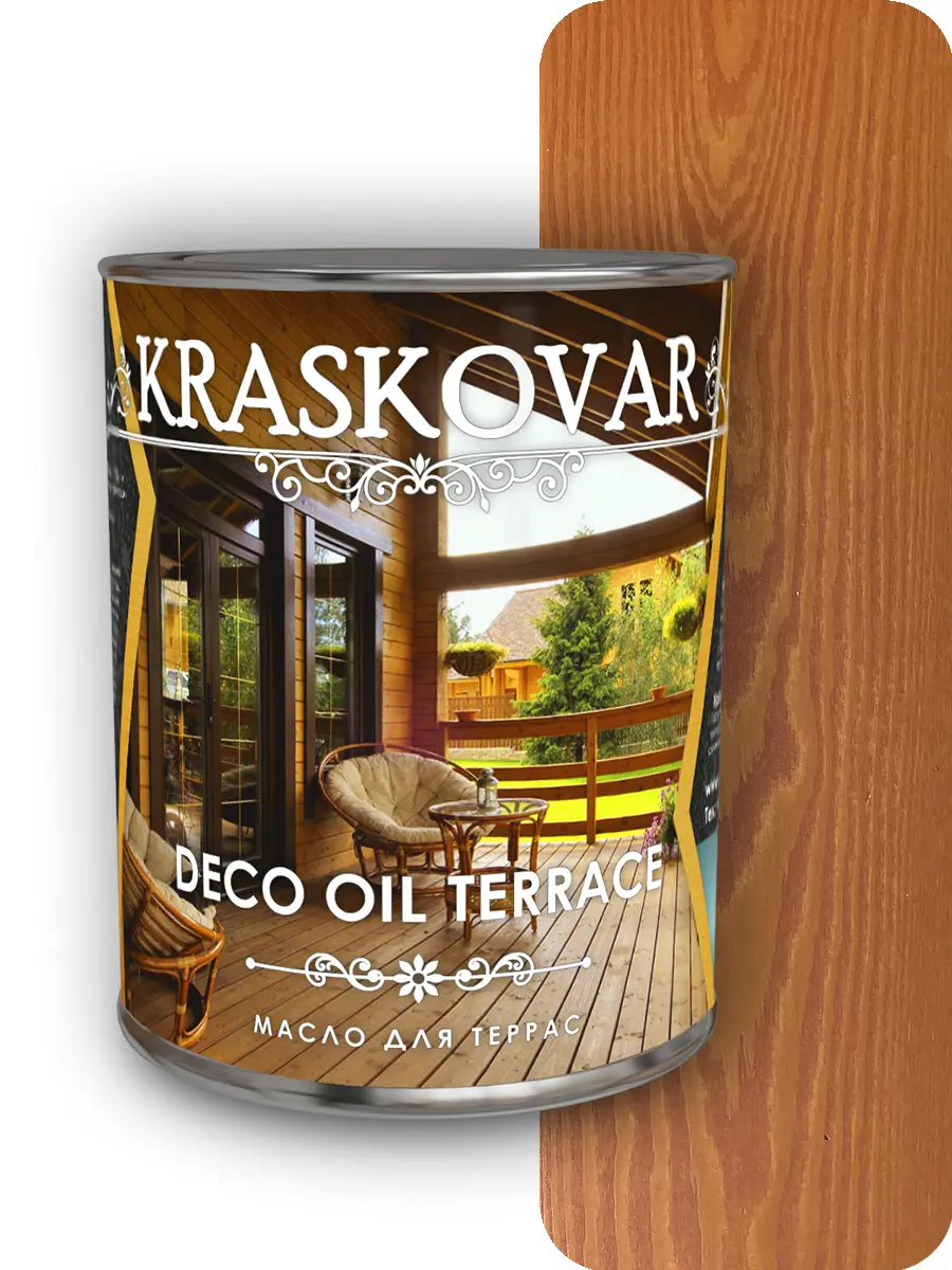 Изображение товара Масло для террас Kraskovar Deco Oil Terrace лиственница 0.75 л для наружных и внутренних работ