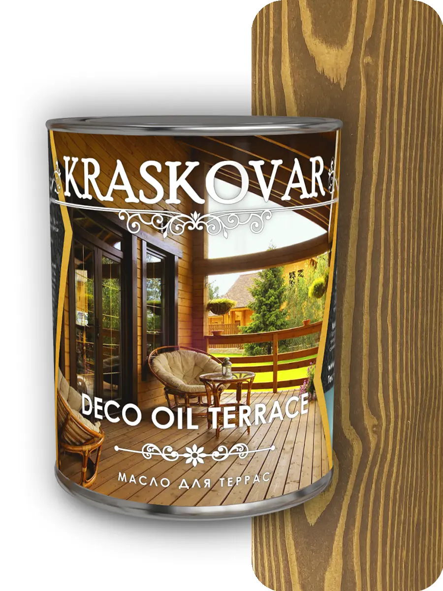 Изображение товара Масло для террас Kraskovar Deco Oil Terrace можжевельник 0.75л для наружных и внутренних деревянных