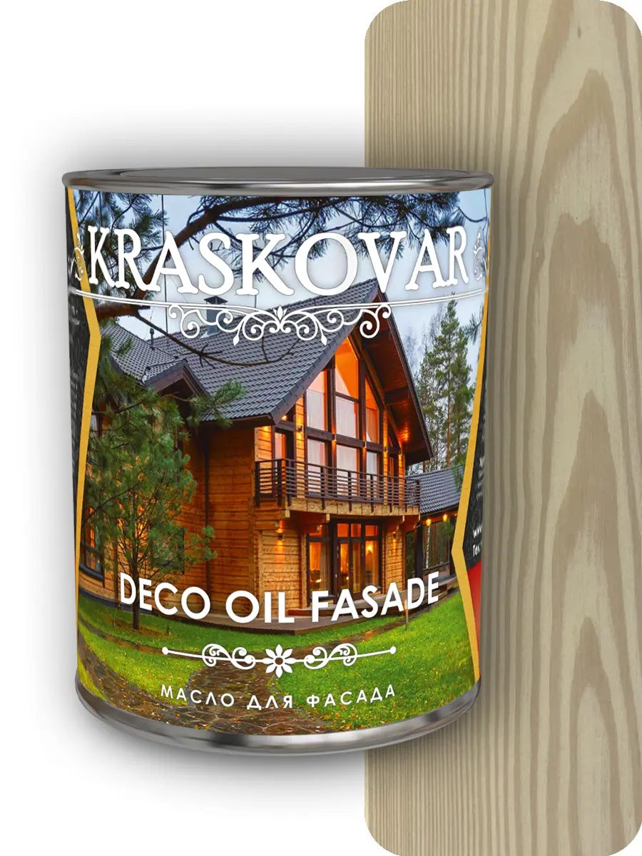 Изображение товара Масло для фасада Kraskovar Deco Oil Fasade Белый 0.75 л натуральное защитное масло