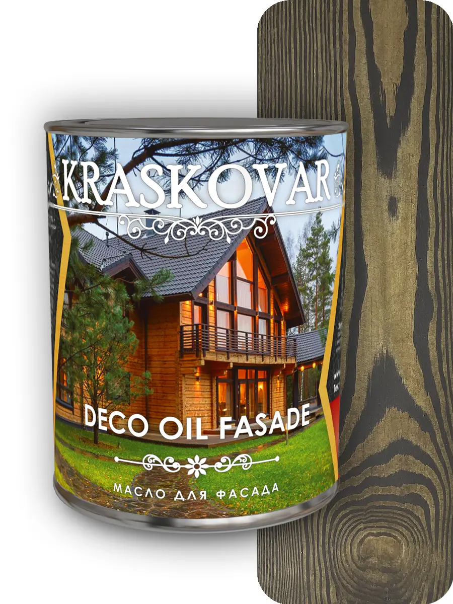 Изображение товара Масло для фасада Kraskovar Deco Oil Fasade эбен 0.75л натуральное защитное масло для дерева