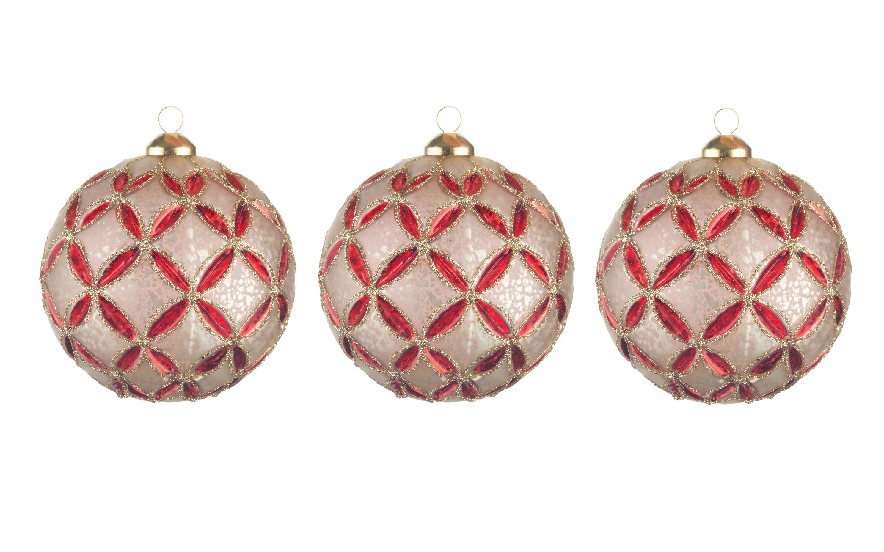 Изображение товара Набор Karlsbach 15463 из 3-х красно-золотых шаров с узором 10 см
