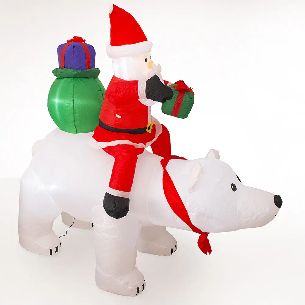 Изображение товара Светящаяся электрическая фигура Дед мороз и белый медведь для улицы B52 4 ламп h 182 см разноцветный