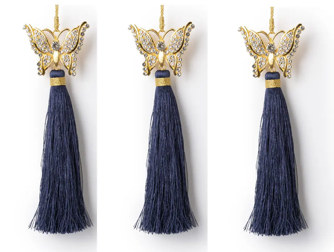 Изображение товара Набор Karlsbach 15071 из 3-х синих кисточек с золотой бабочкой 16 см