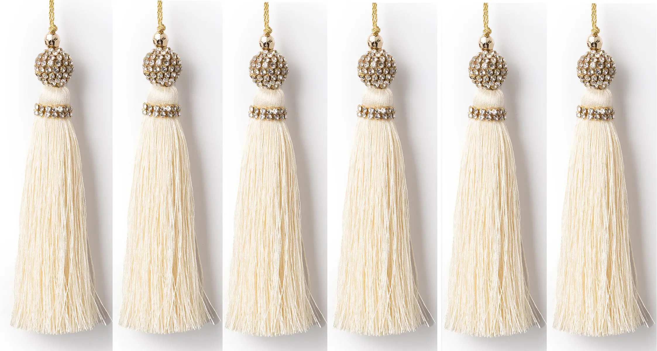 Изображение товара Набор Karlsbach 15201 из 6-ти кремовых кисточек с шаром страз 15 см