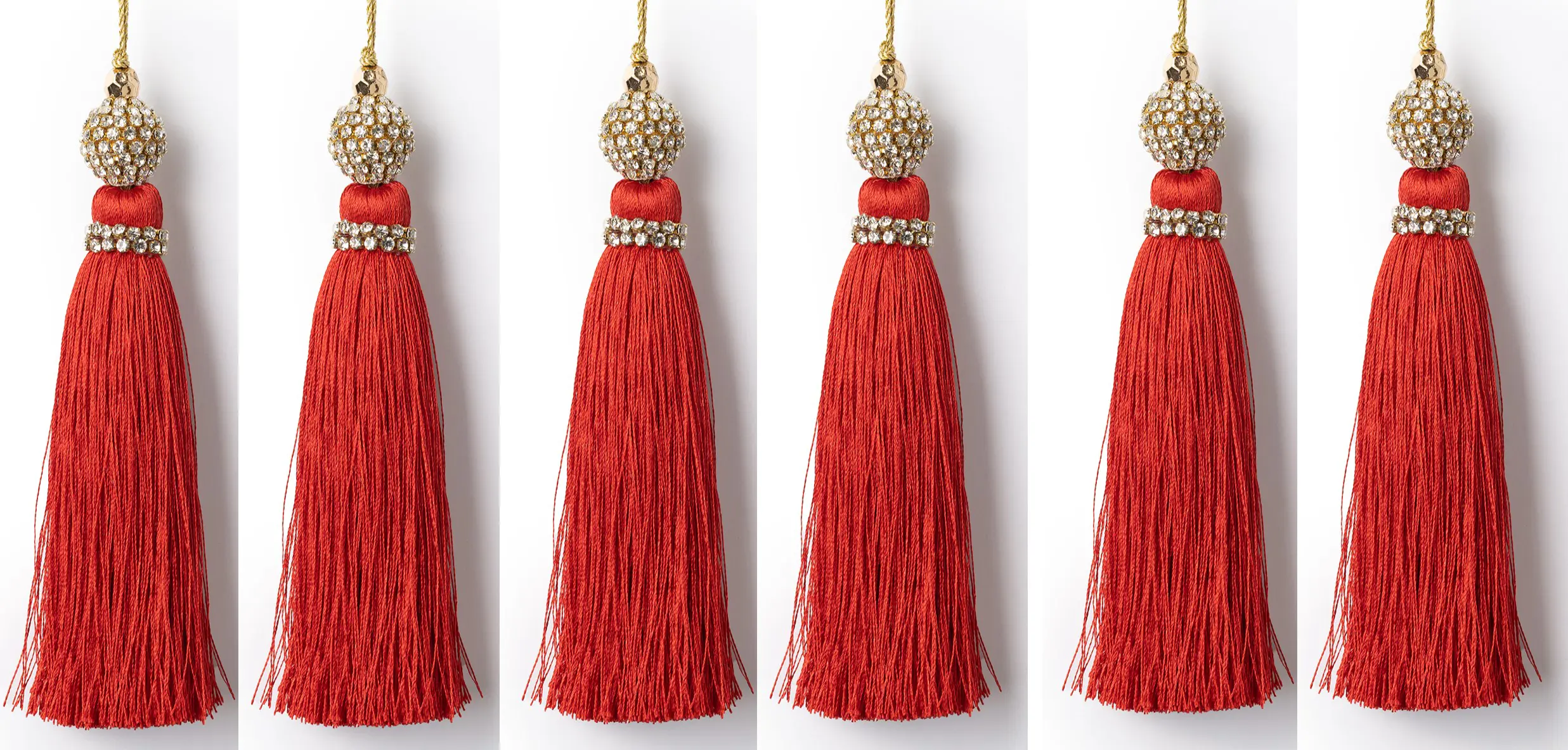 Изображение товара Набор Karlsbach 15202 из 6-ти красных кисточек с шаром страз 15 см