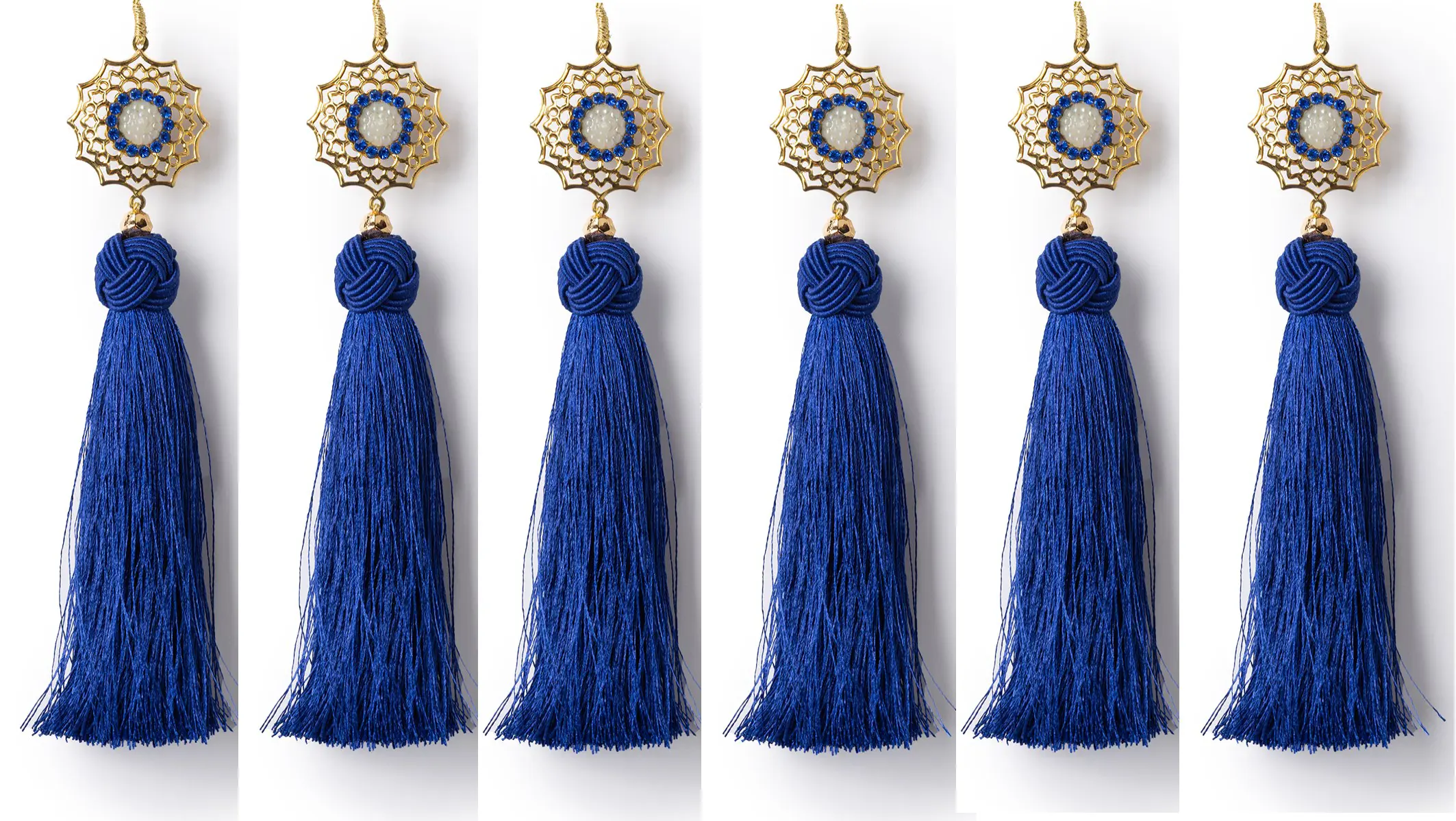 Изображение товара Набор Karlsbach 15184 из 6-ти синих кисточек с золотым цветком 19 см