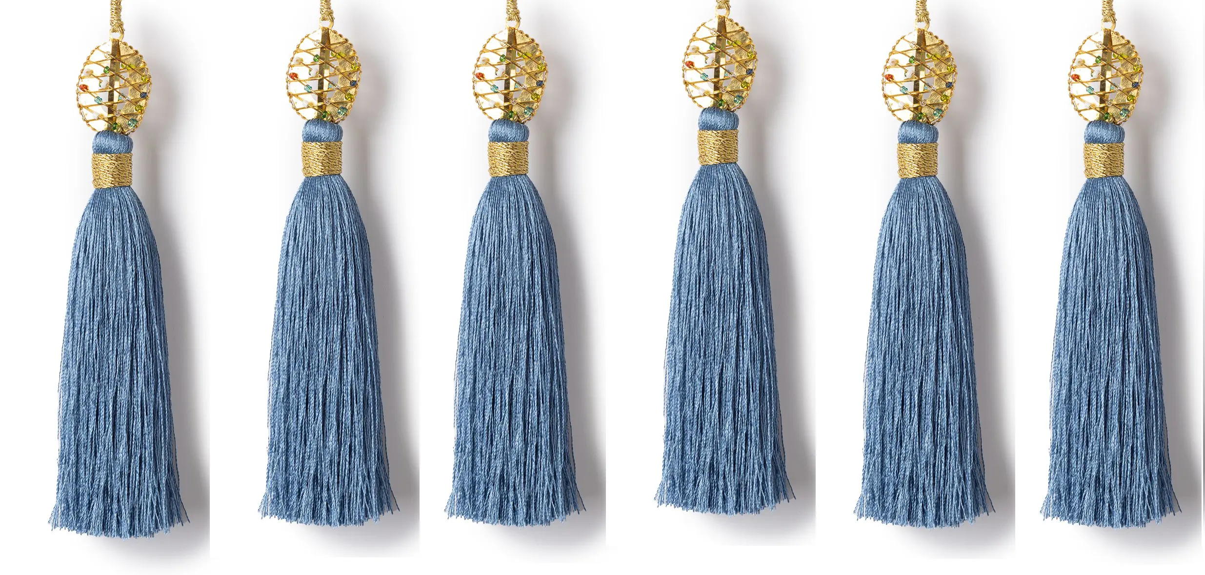 Изображение товара Набор Karlsbach 15324 из 6-ти синих кисточек с золотой подвеской 16 см