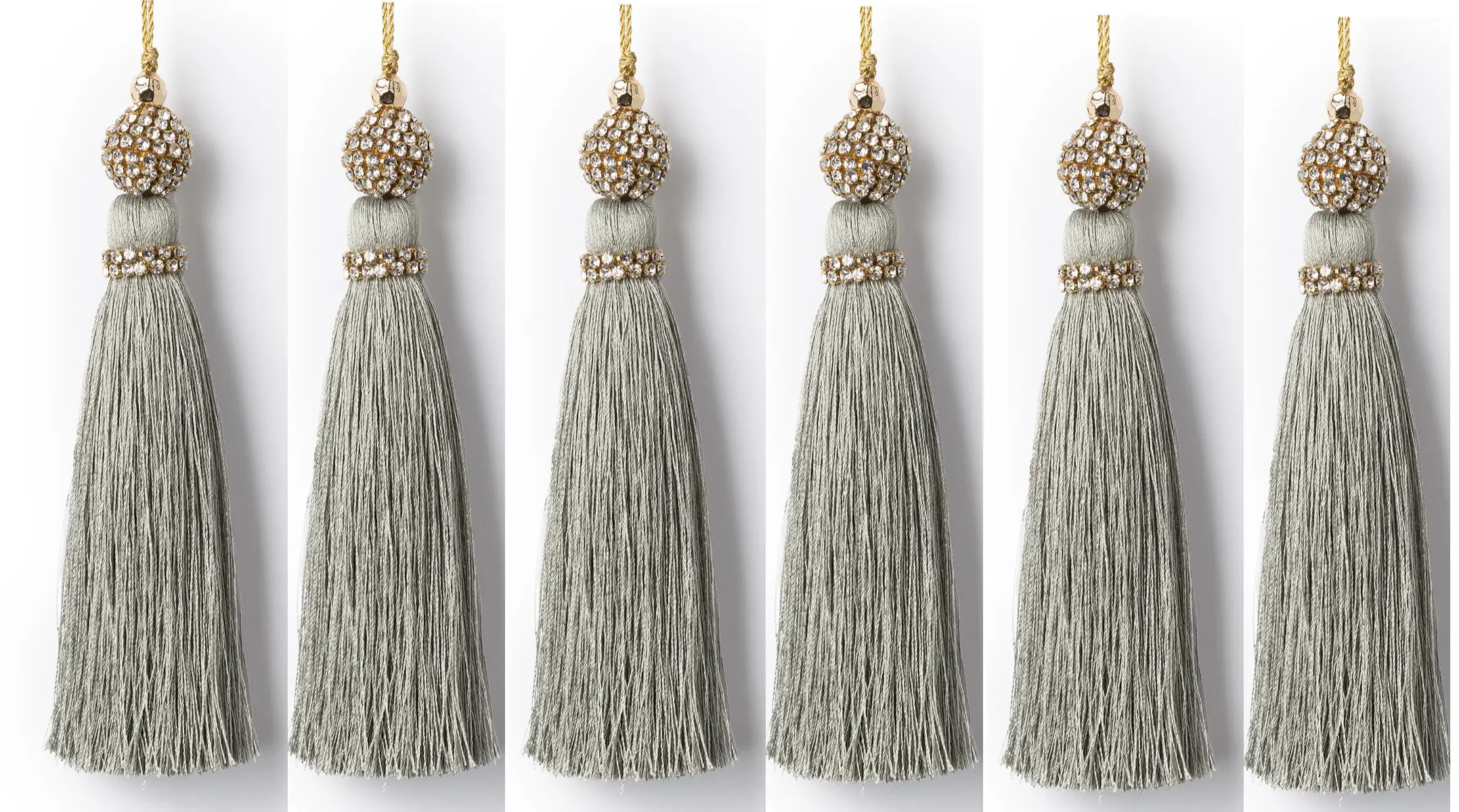 Изображение товара Набор Karlsbach 15199 из 6-ти серых кисточек с шаром страз 15 см