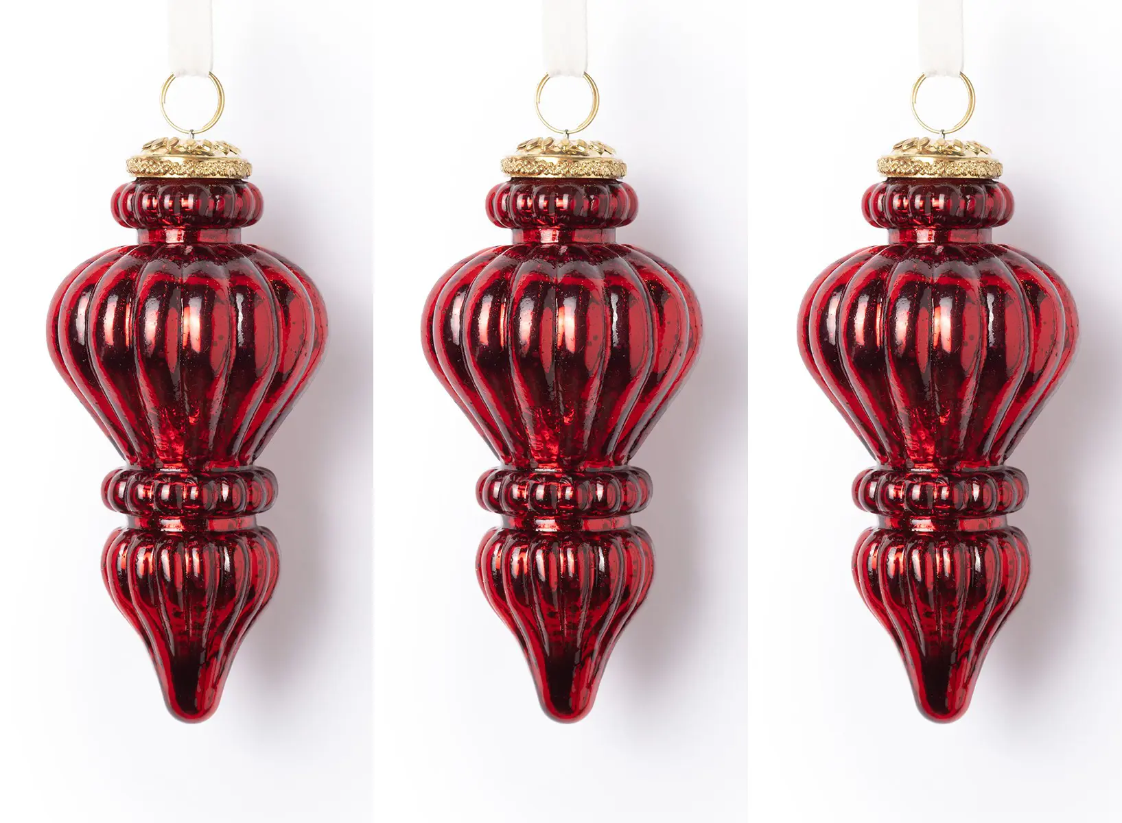 Изображение товара Набор Karlsbach 14894 из 3-х красных стеклянных подвесок 15 см