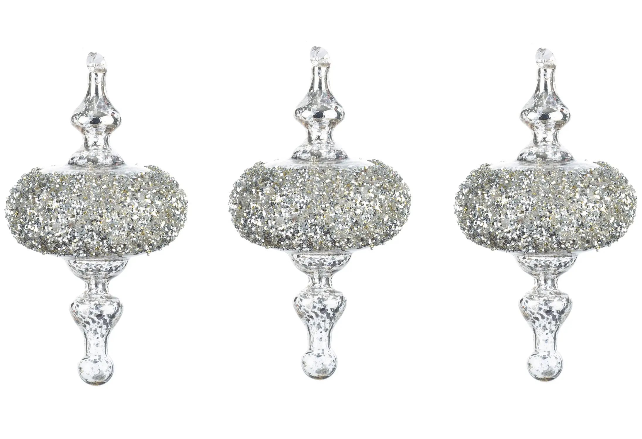 Изображение товара Набор Karlsbach 15457 из 3-х серебристых подвесок с присыпкой 14 см