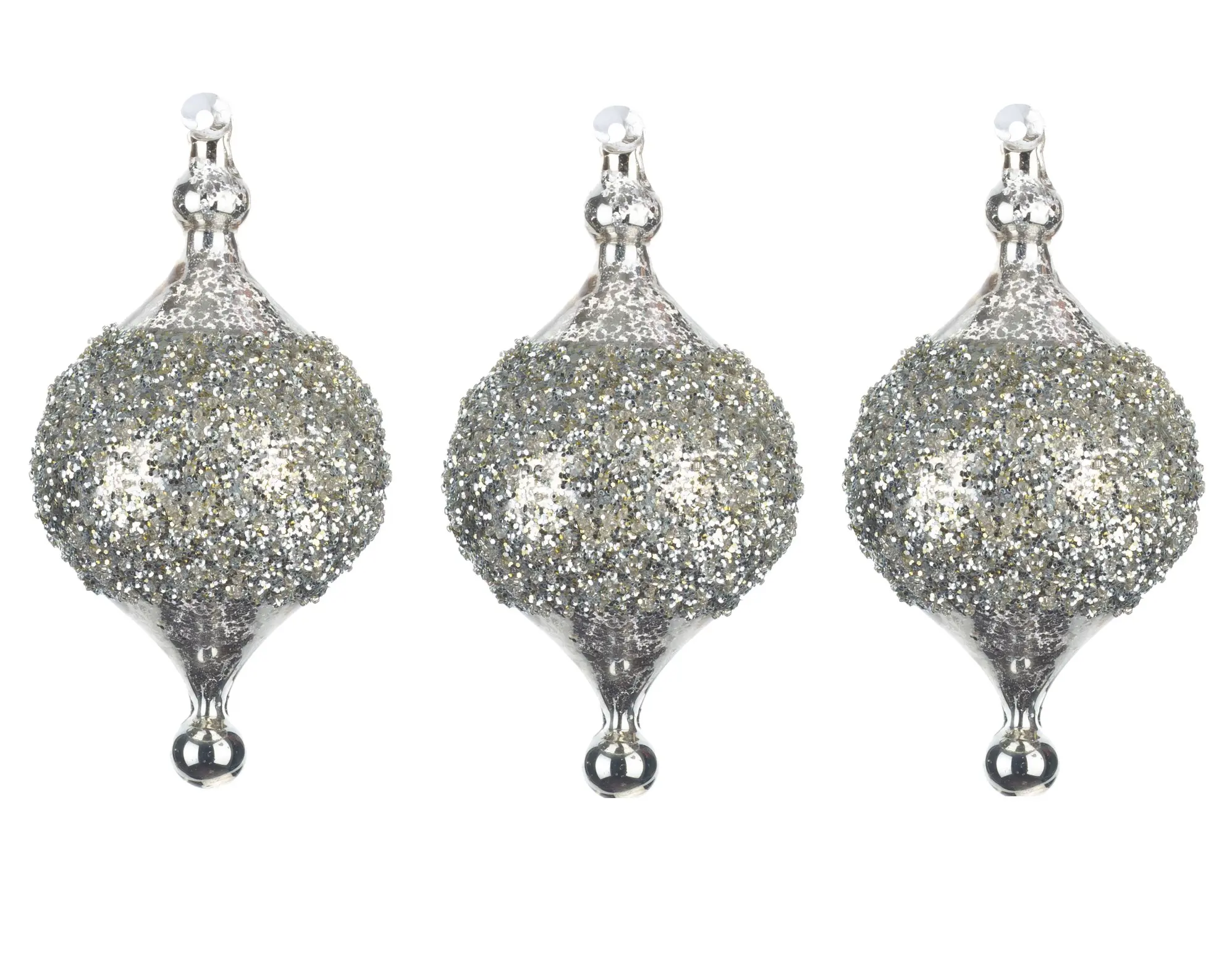 Изображение товара Набор Karlsbach 15456 из 3-х серебристых подвесок с присыпкой 14 см