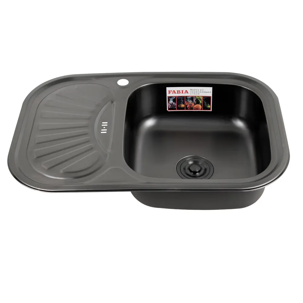 Изображение товара Врезная мойка Fabia 957 49x75x18 см нержавеющая сталь цвет черный