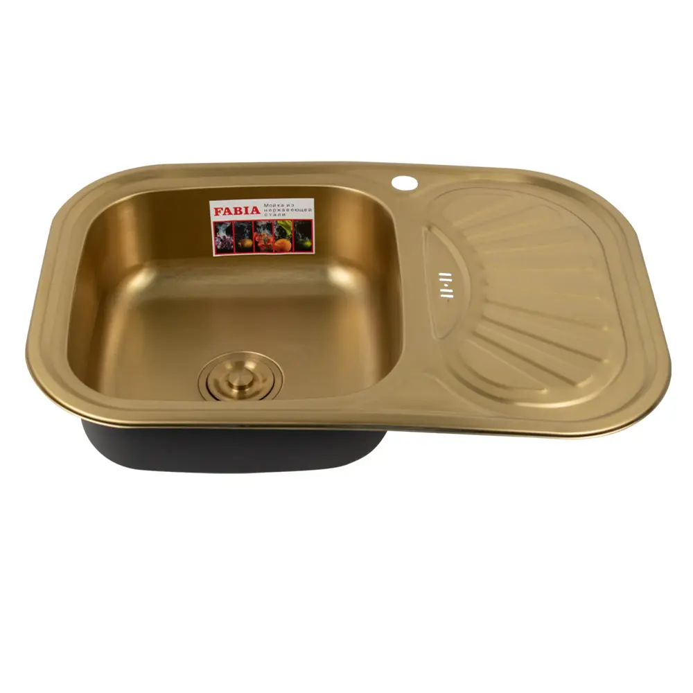 Изображение товара Врезная мойка Fabia 9571 49x75x18 см нержавеющая сталь цвет золотистый