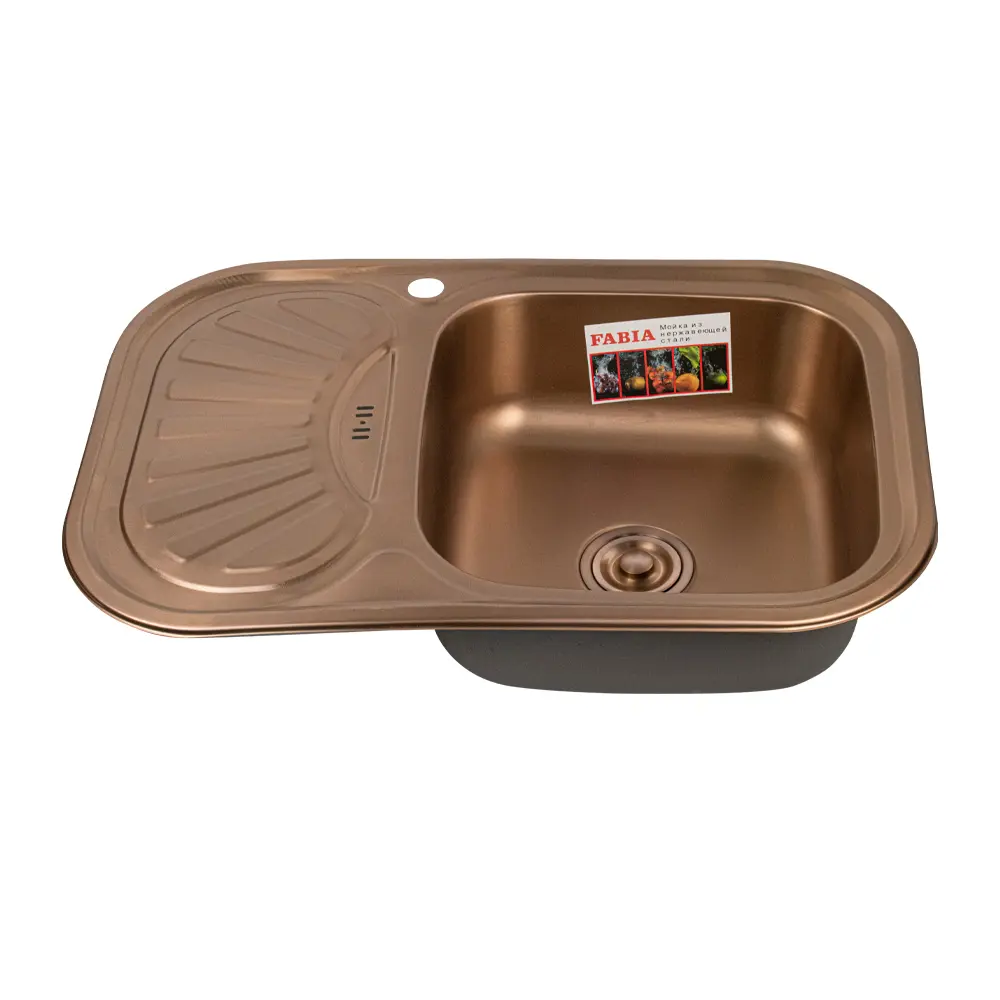 Изображение товара Врезная мойка Fabia 9574 49x75x18 см нержавеющая сталь цвет оранжевый