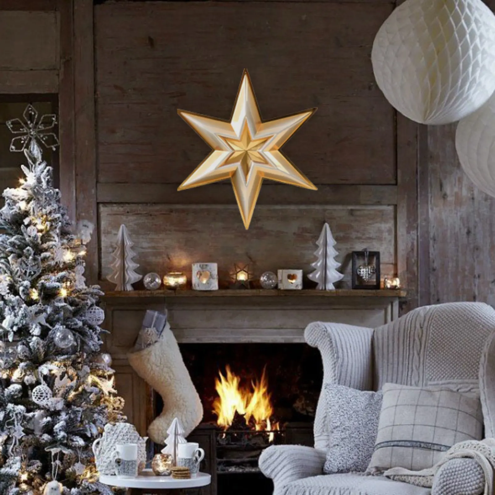 Изображение товара Новогодняя фигурка Звезда в Звезде малая золото 38.8x33.5 см