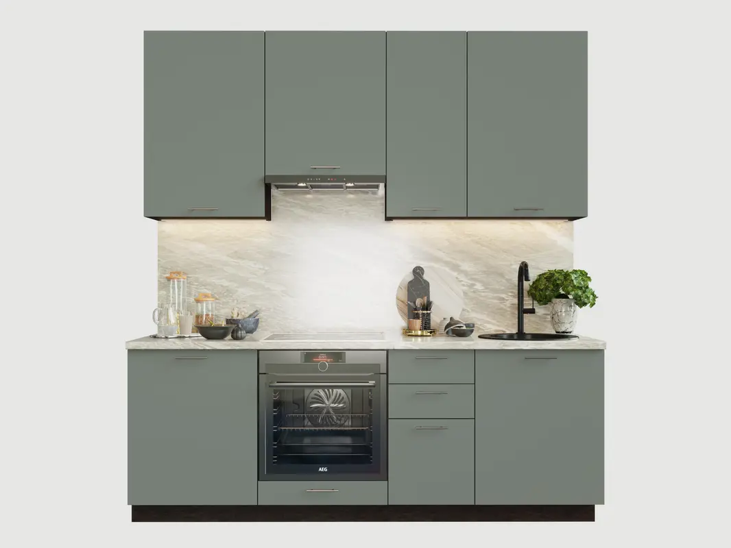 Изображение товара Кухонный гарнитур Сурская мебель Валерия 220x234x47.8 см ЛДСП цвет дуб кальяри/лагуна