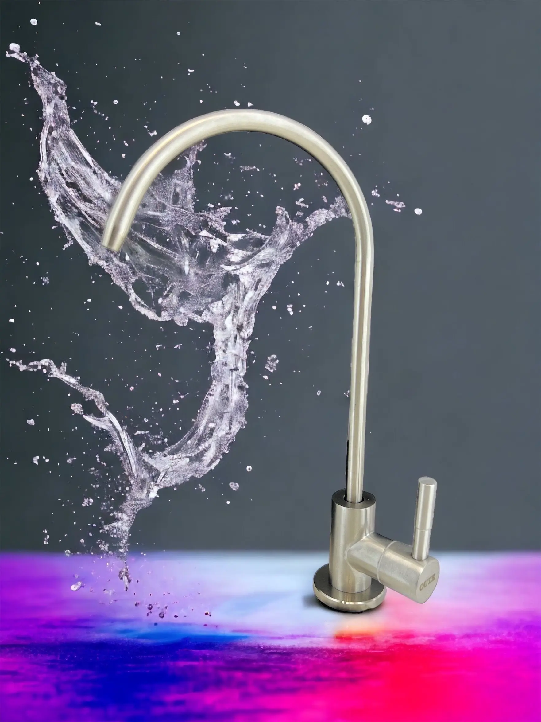 Изображение товара Однорычажный кухонный смеситель Oute T6203-SL03 из нержавеющей стали умывальник поворотный сатин