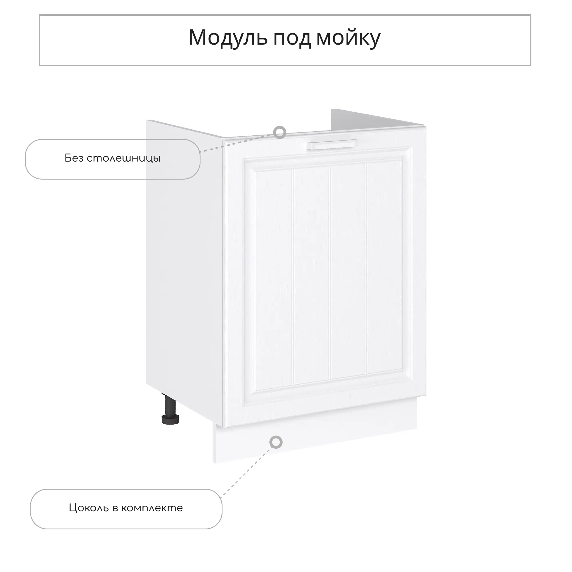 Изображение товара Напольный шкаф под мойку Сурская мебель Прага 60x81.6x47.8 см ЛДСП цвет белое дерево