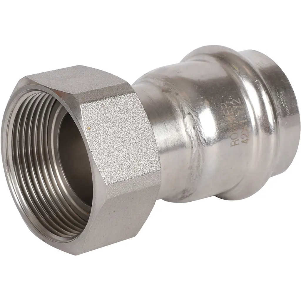 Изображение товара Муфта переходная Rommer 1 1/2"x42 мм с накидной гайкой ВПр-ВР нержавеющая сталь