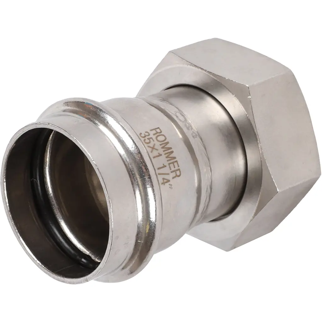 Изображение товара Муфта переходная Rommer 1 1/4"x35 мм с накидной гайкой ВПр-ВР нержавеющая сталь