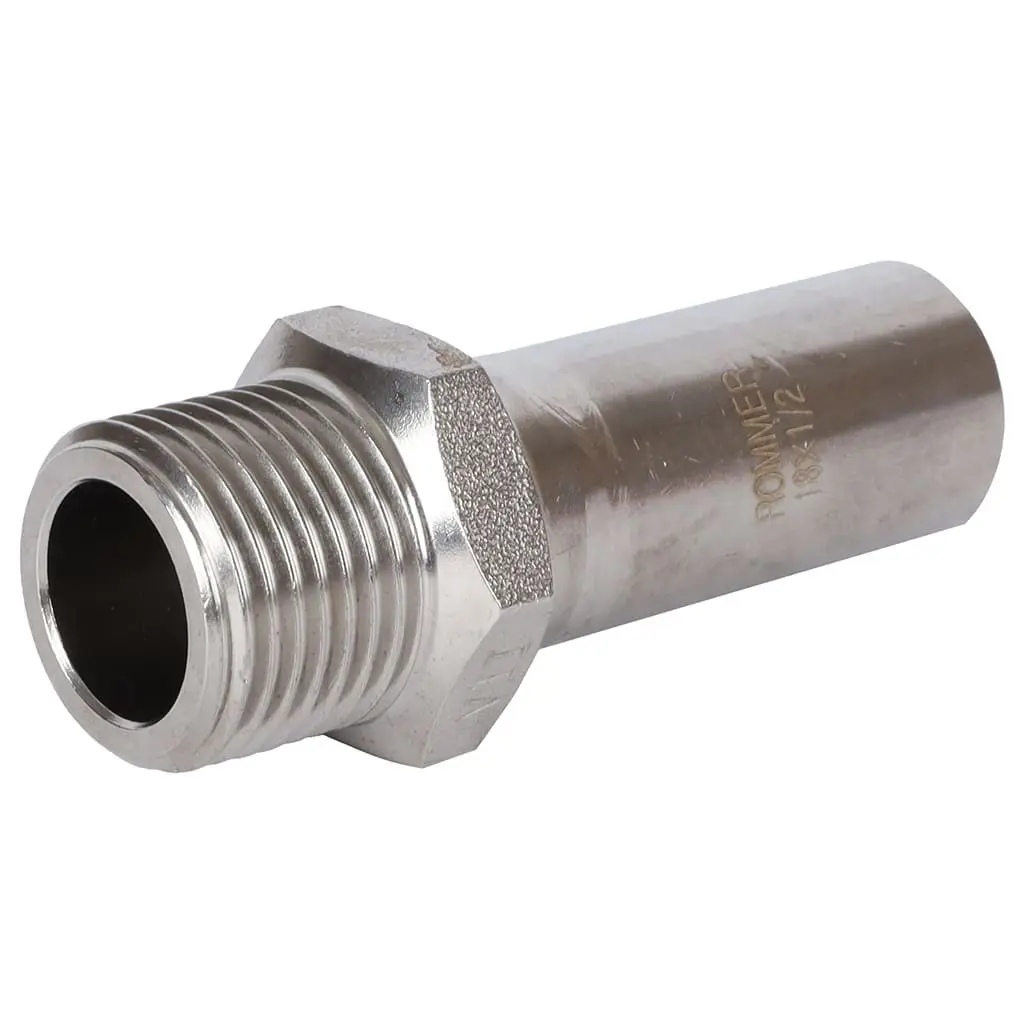 Изображение товара Муфта переходная Rommer 1/2"x18 мм НПр-ВР нержавеющая сталь