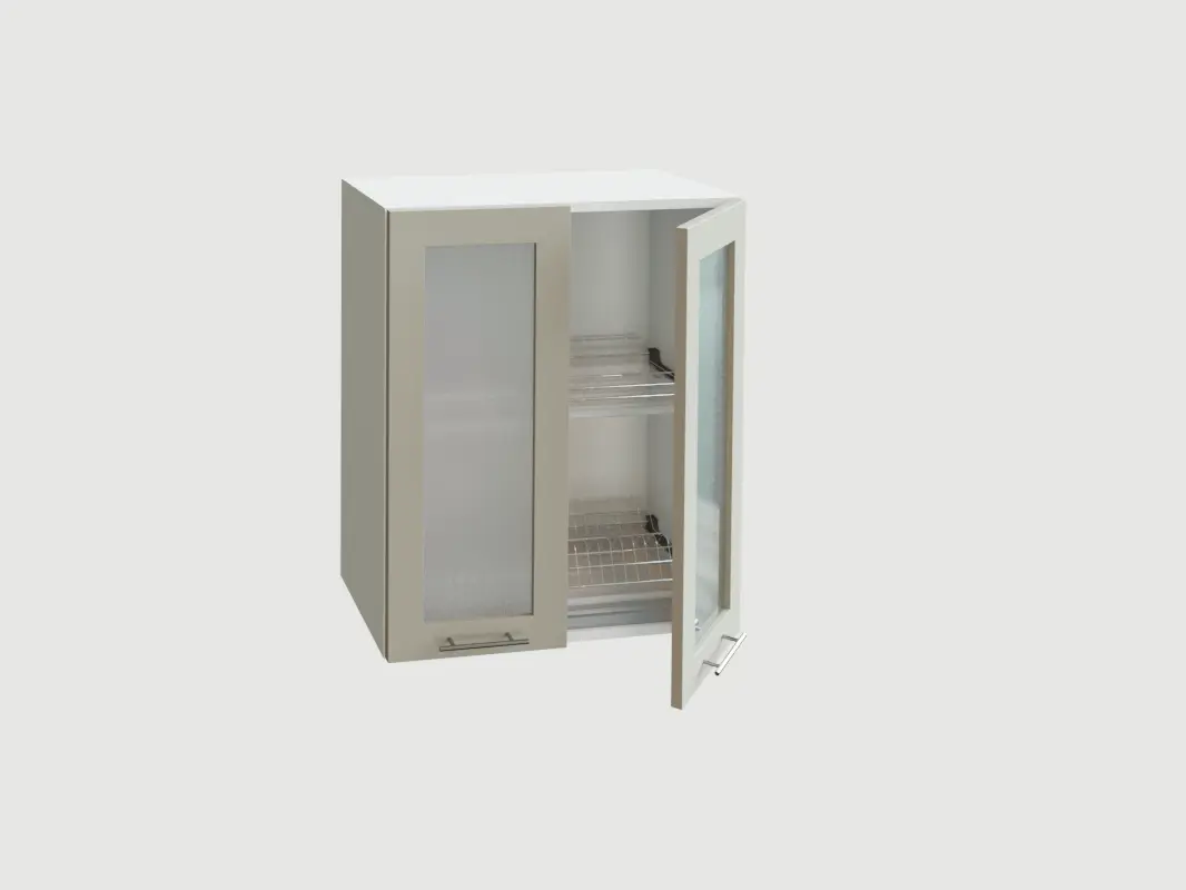 Изображение товара Навесной шкаф с 2 остекленными дверцами Сурская мебель Валерия 60x71.6x31.8 см ЛДСП цвет белый/альбион софт