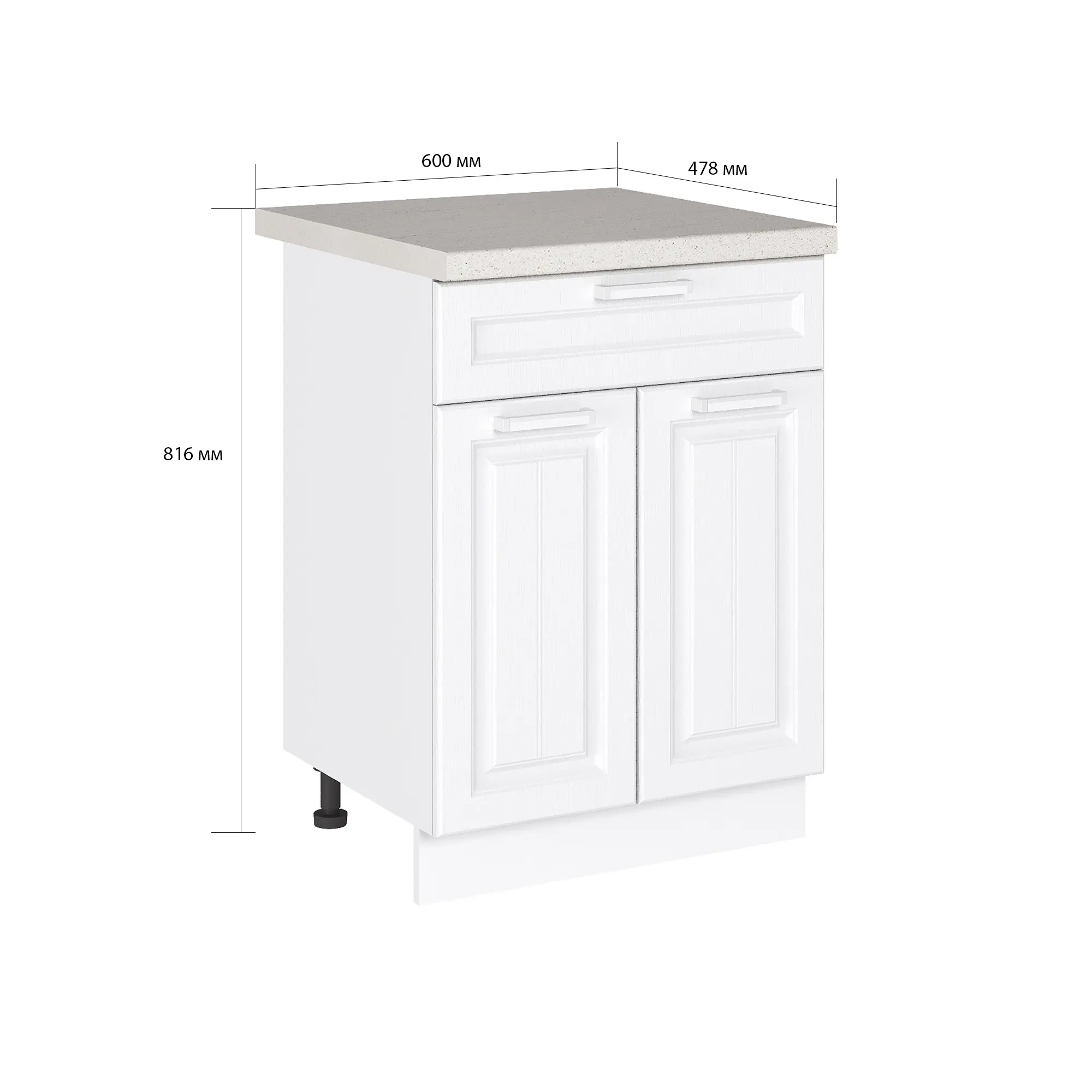 Изображение товара Напольный шкаф Сурская мебель Прага белый 81,6х60х47,8 см с ящиком и 2 дверями