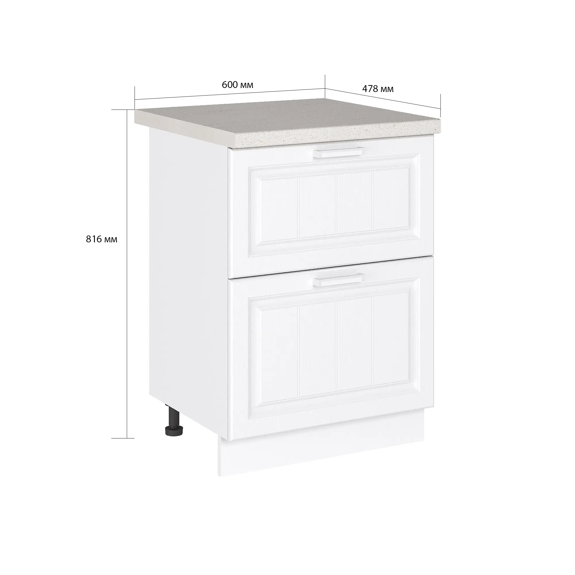 Изображение товара Напольный шкаф Прага белое дерево с 2 ящиками и регулируемыми ножками