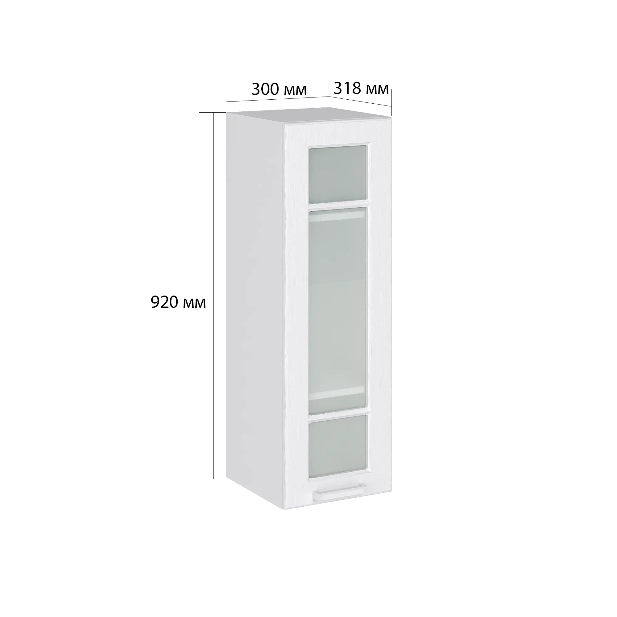Изображение товара Навесной шкаф со стеклом Сурская мебель 30x92x31.8 см ЛДСП цвет белое дерево