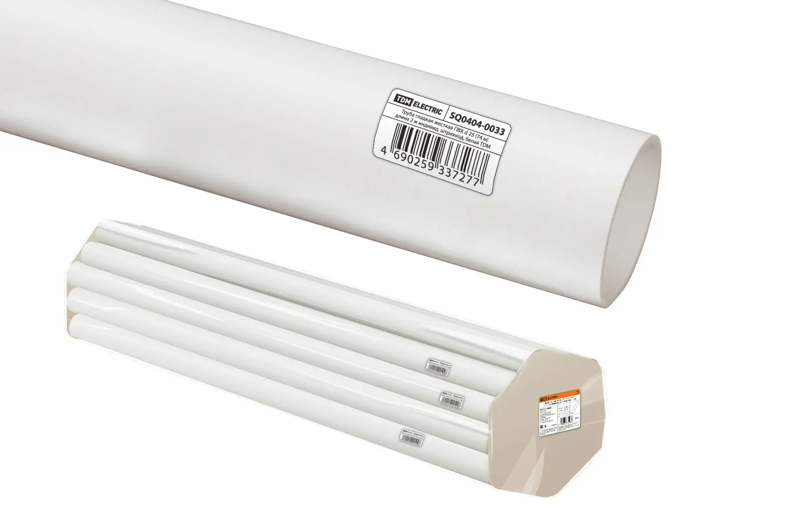 Изображение товара Гладкая ПВХ труба Tdm electric D25 мм 2 м белая для электромонтажа