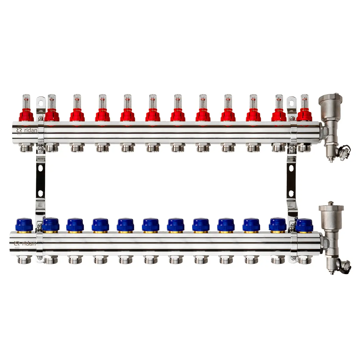 Изображение товара Коллектор Ридан на 12 выходов из латунь, автоматический воздухоотводчик для системы отопления
