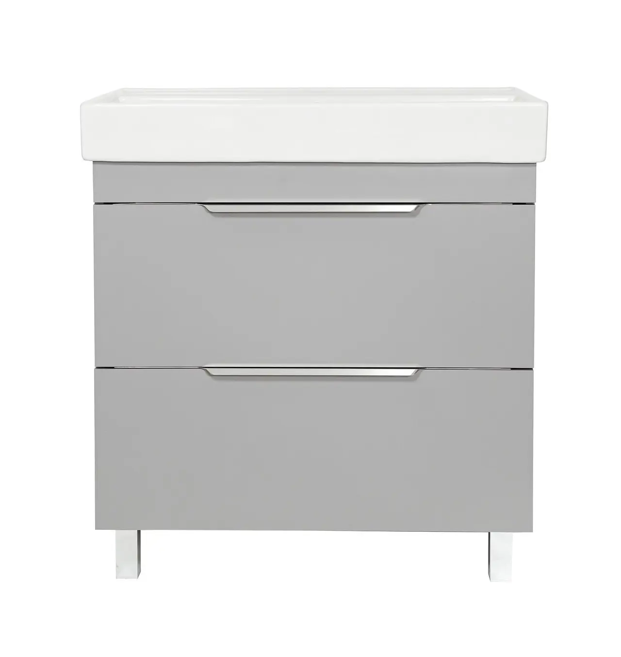 Изображение товара Тумба для ванной Милан Вилис под раковину 77 см серый лаконичная мебель для ванной