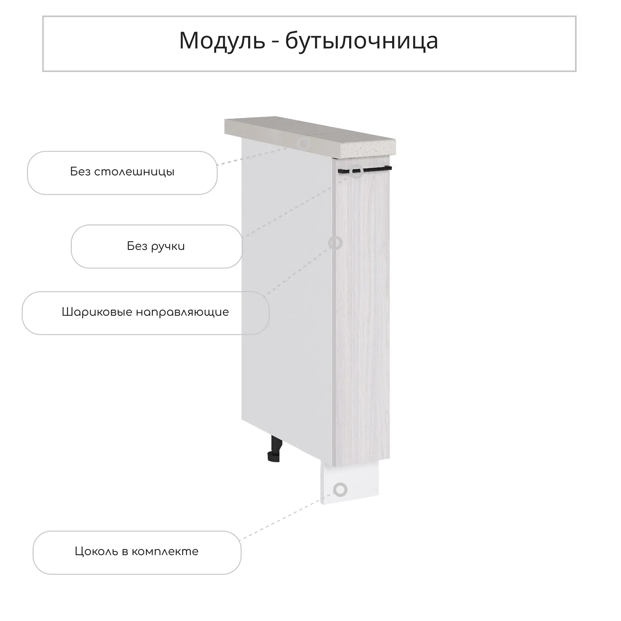 Изображение товара Напольный шкаф бутылочница Сурская мебель Анкор 15x81.6x47.8 см ЛДСП цвет бежево-серый