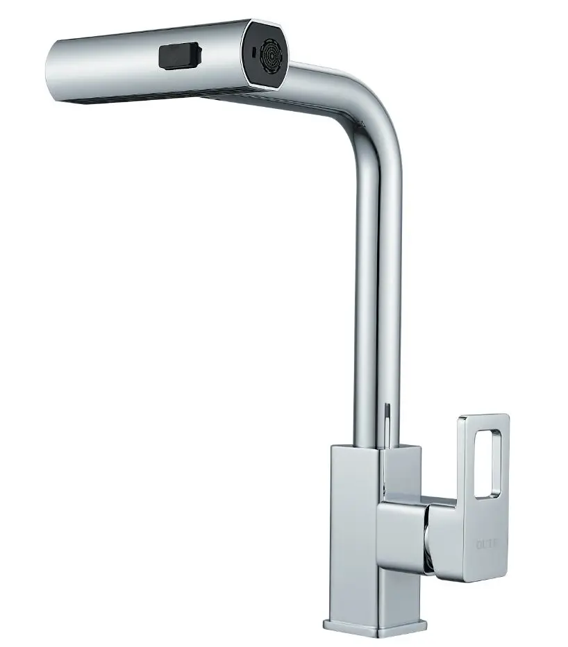 Изображение товара Смеситель для кухни однорычажный Oute T704 двойной излив 30 см латунь цвет хром