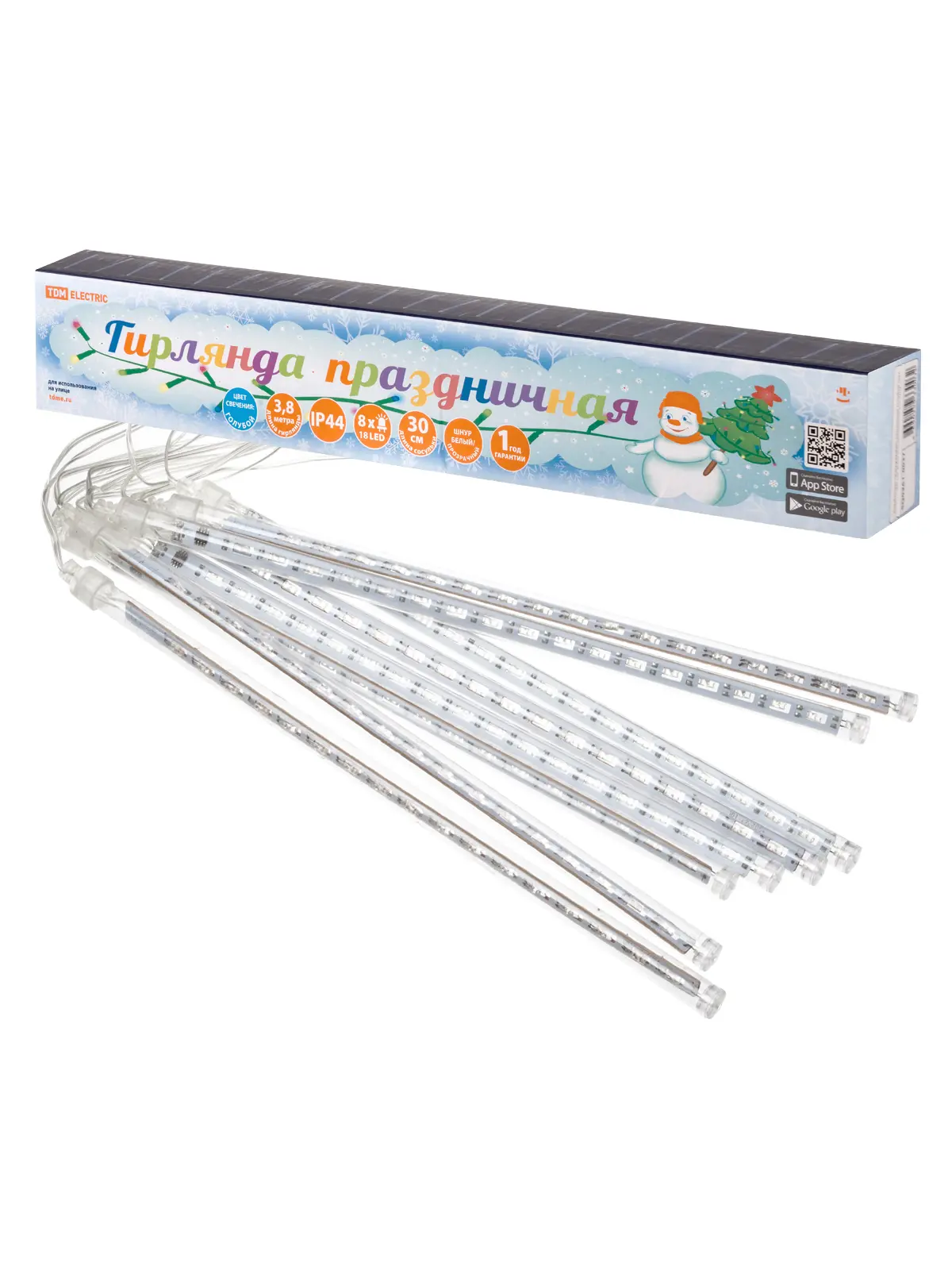 Изображение товара Электрогирлянда наружная Tdm electric sq0361-0027 сосульки 3.8x3.8 м 192 ламп холодный белый 1 режим работы