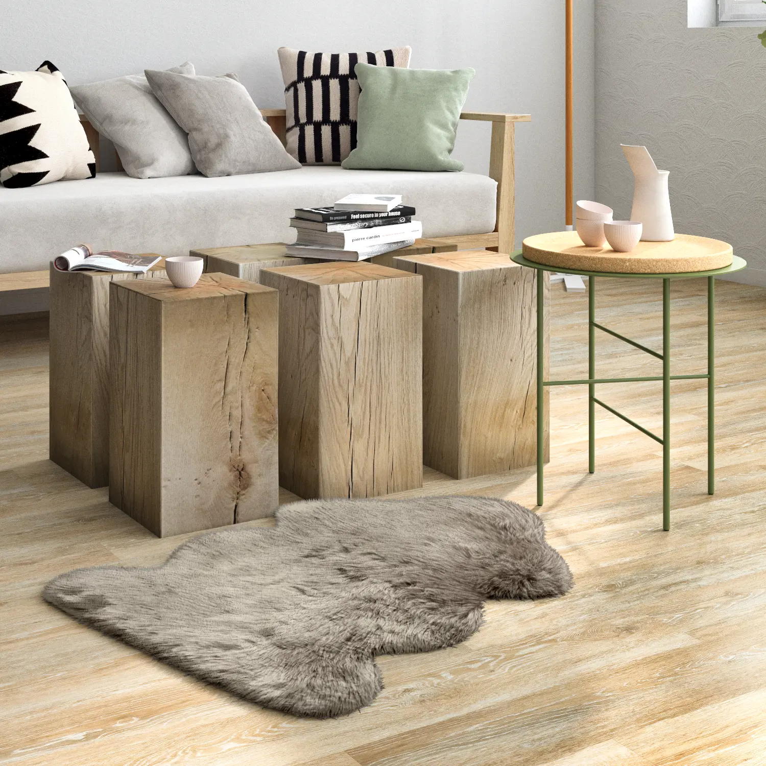 Изображение товара Искусственная шкура Inspire Jade 60x90 см бежевый полиэстер мягкая и износостойкая