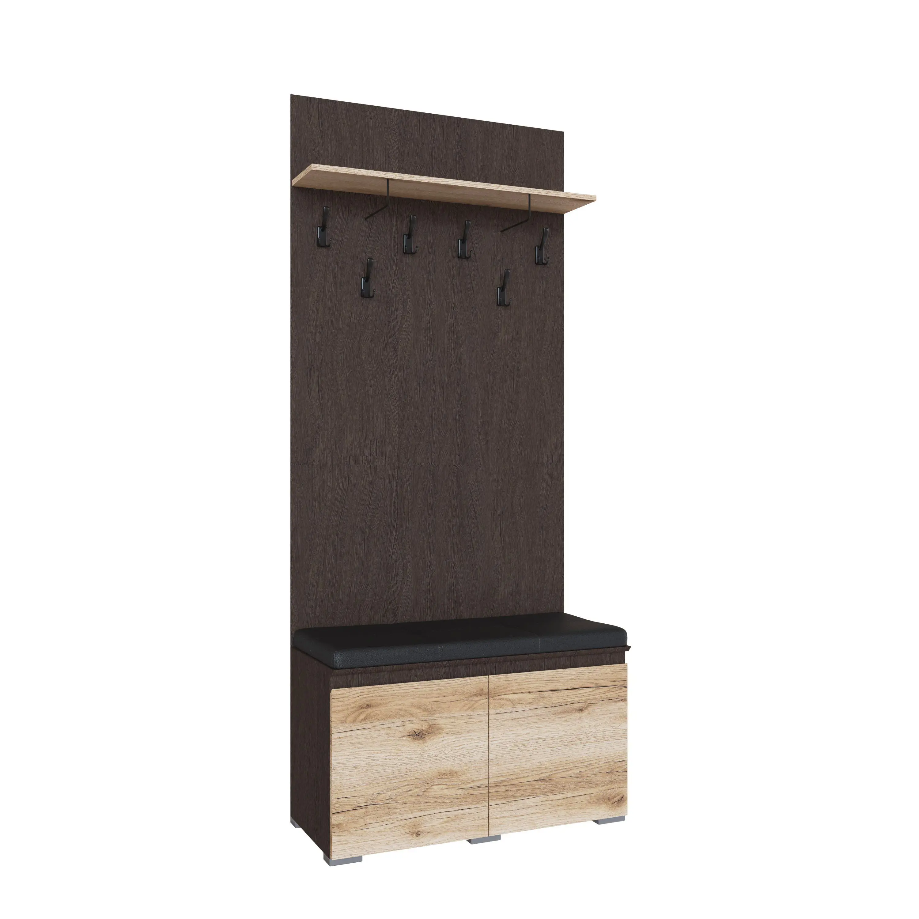 Изображение товара Комплект мебели для прихожей Тэкс Плейона 90x211.50x41.20 см 6 крючков ЛДСП цвет коричневый