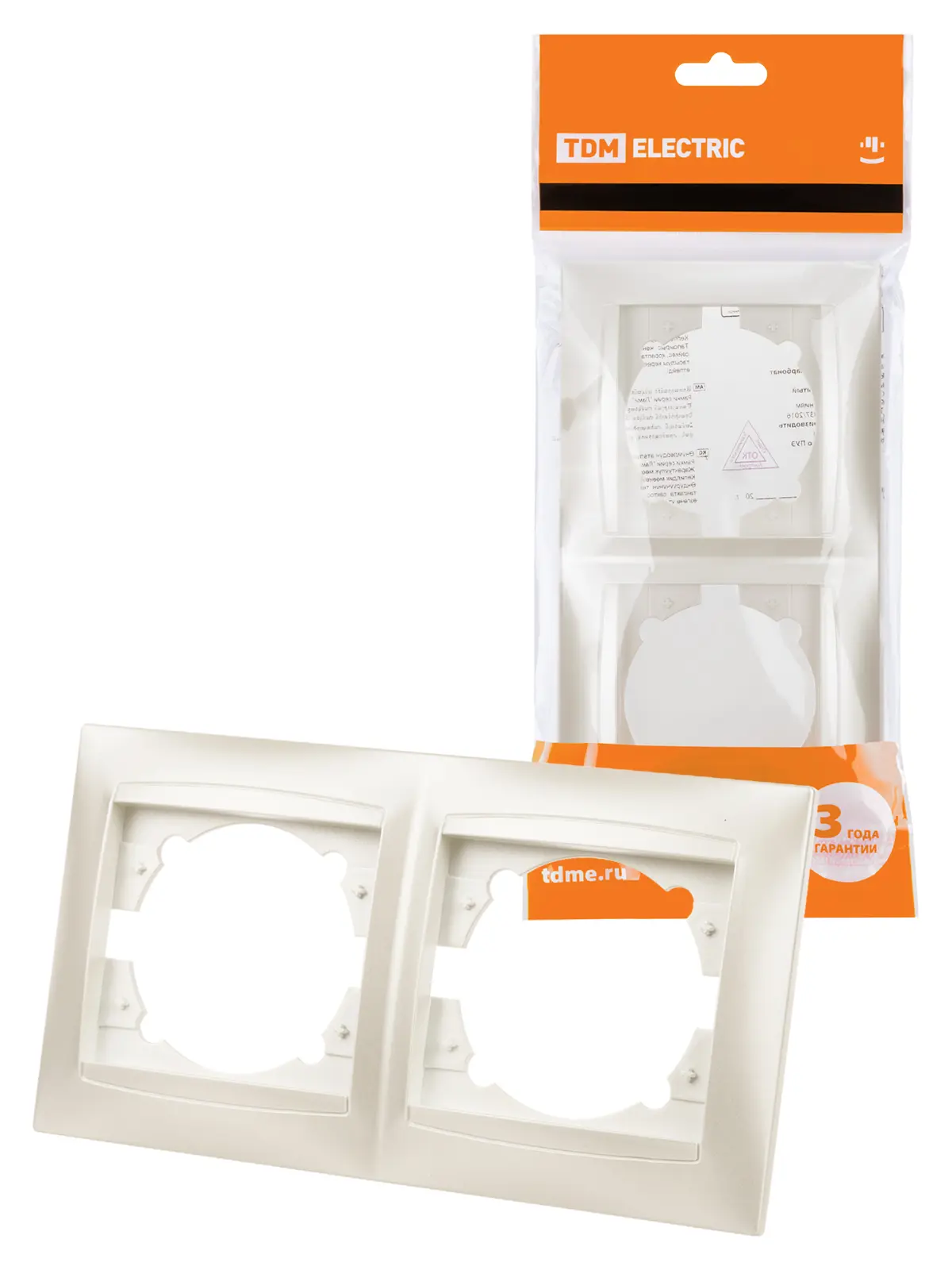 Изображение товара Рамка для розеток и выключателей Tdm electric Лама 2 поста перламутр