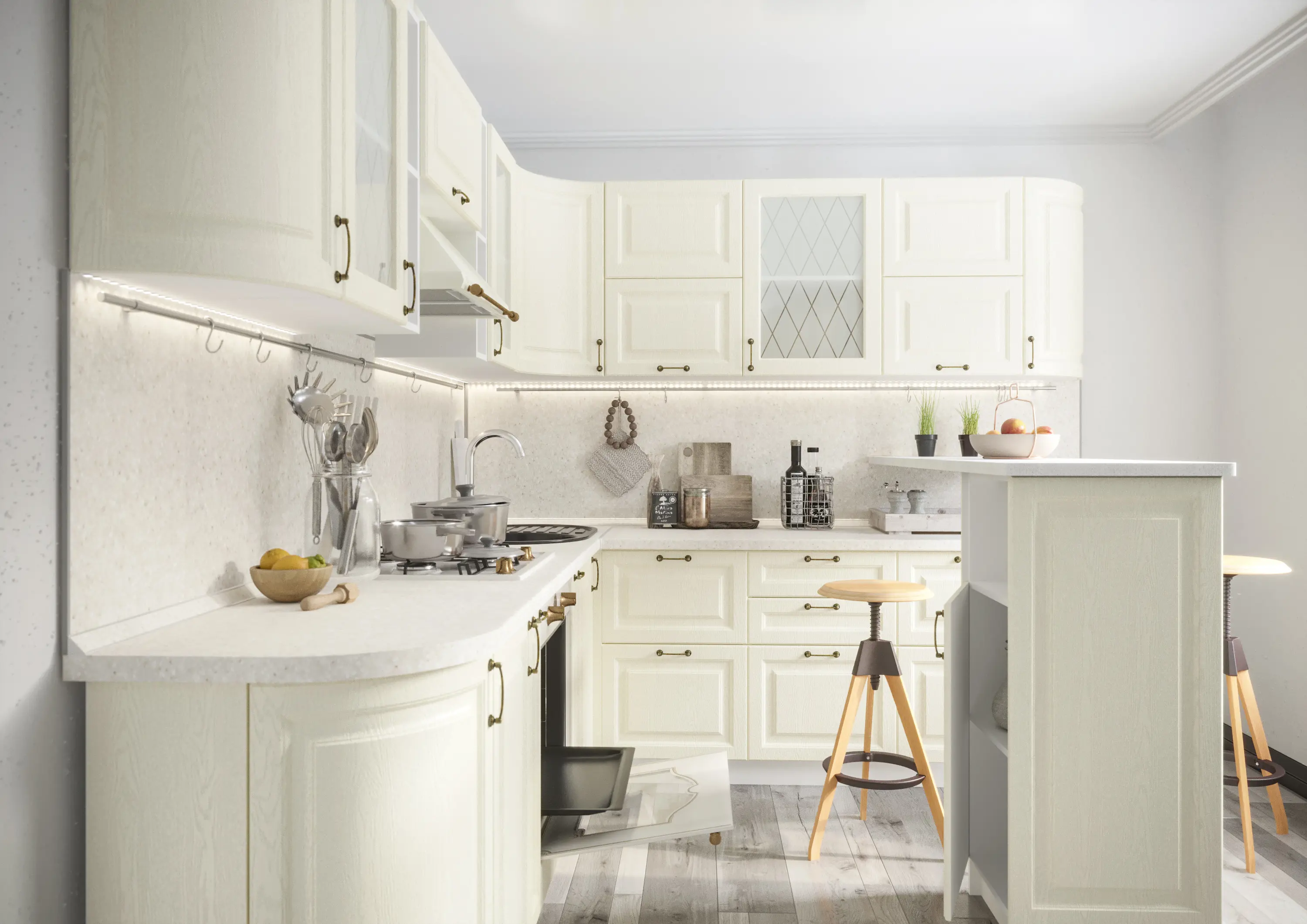 Изображение товара Навесной шкаф Сурская мебель Ницца 30x71.6x31.8 см цвет дуб беленый МДФ