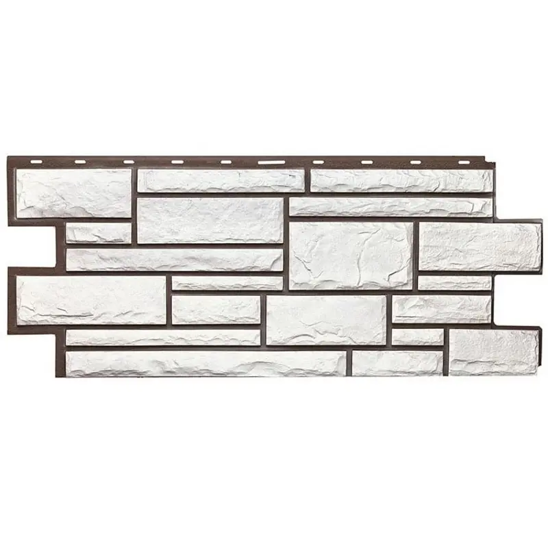 Изображение товара Фасадная панель Т-Сайдинг Дикий Камень 1090x455x20мм белый 0.43м²