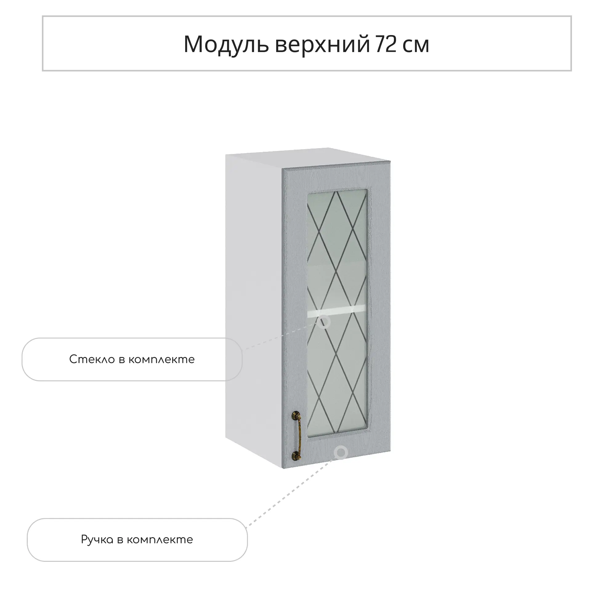 Изображение товара Навесной шкаф со стеклом Сурская мебель Ницца Дуб серый 30x71.6x31.8 см цвет серый МДФ