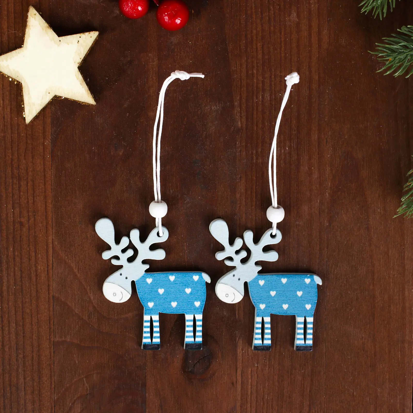 Изображение товара Набор елочных игрушек Олени Лесная мастерская 4182323 6 см x 6 см разноцветный 2 шт