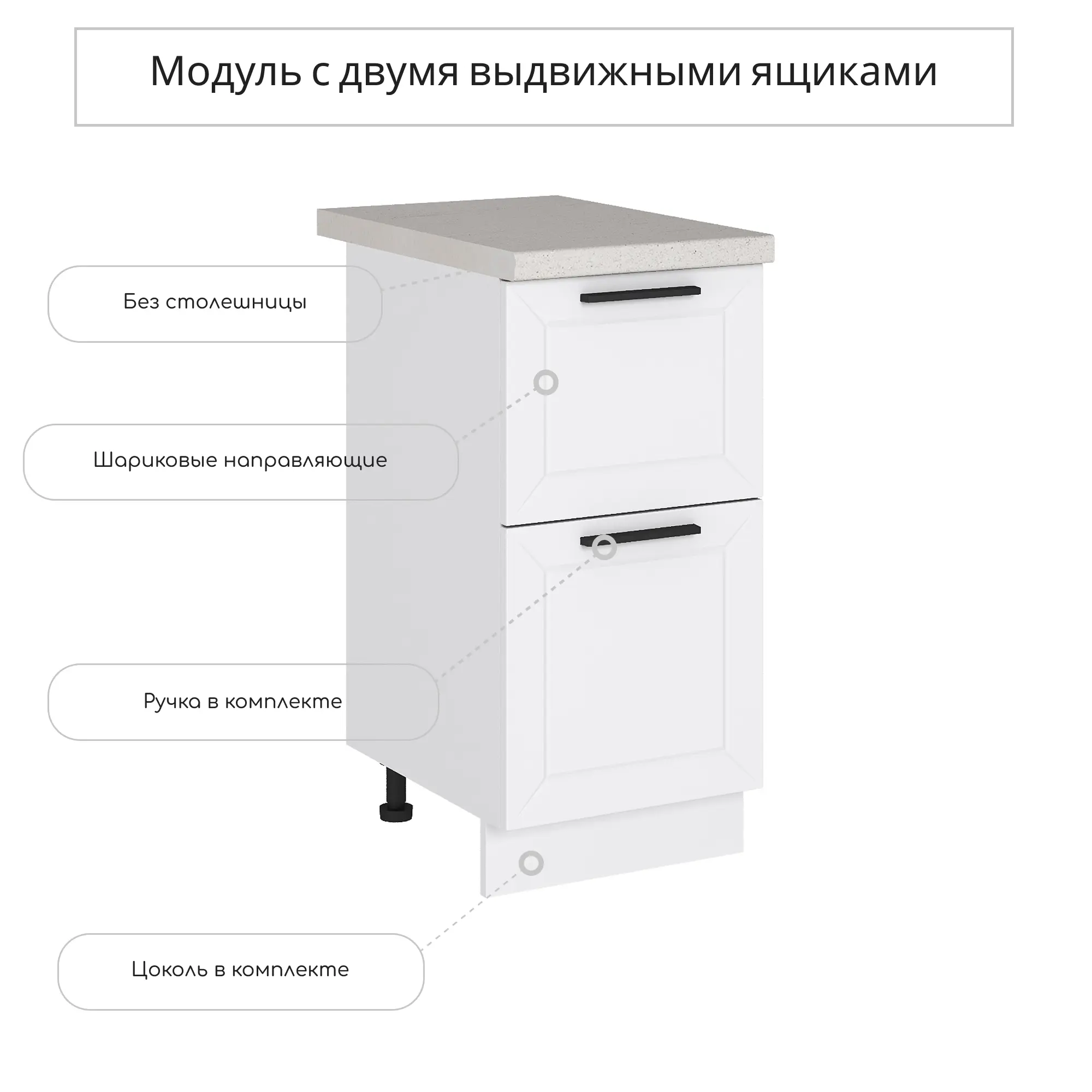 Изображение товара Напольный шкаф Сурская мебель Айленд 40x81.6x47.8 см ЛДСП цвет белый