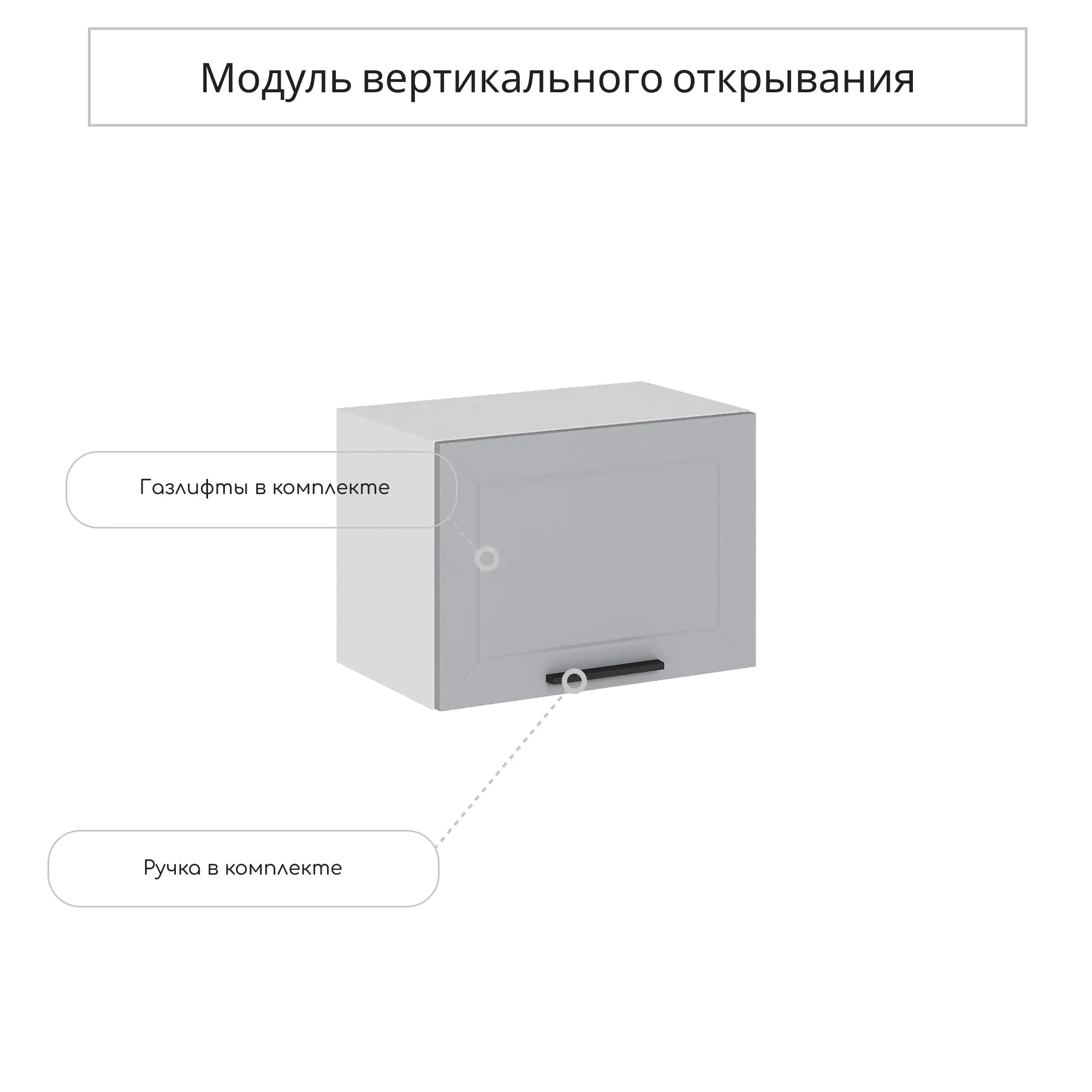 Изображение товара Навесной шкаф горизонтальный Сурская мебель Глетчер Гейнсборо 50x35.8x31.8 см МДФ цвет светло-серый