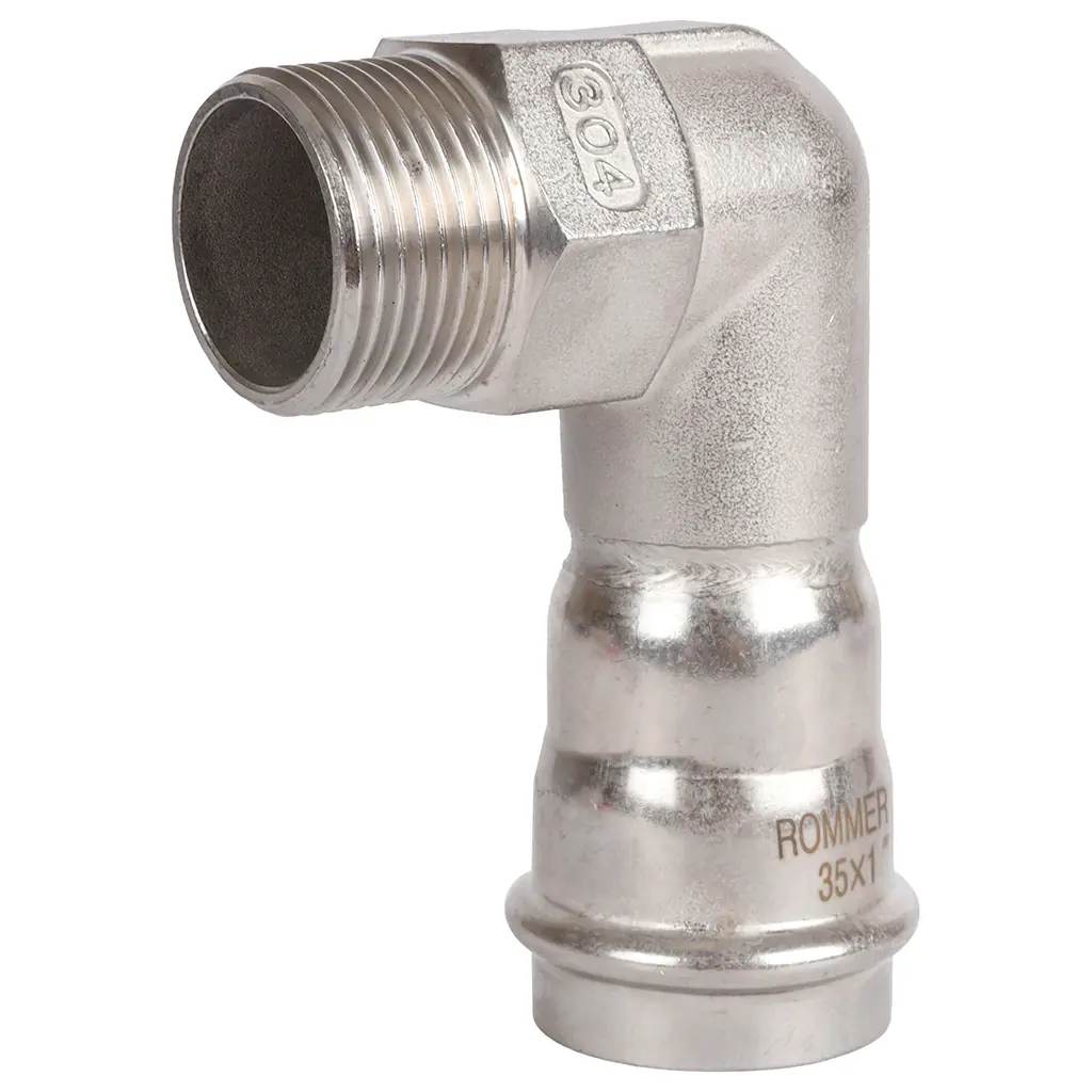 Изображение товара Угол переходной Rommer 1"x35 мм ВПр-НР нержавеющая сталь