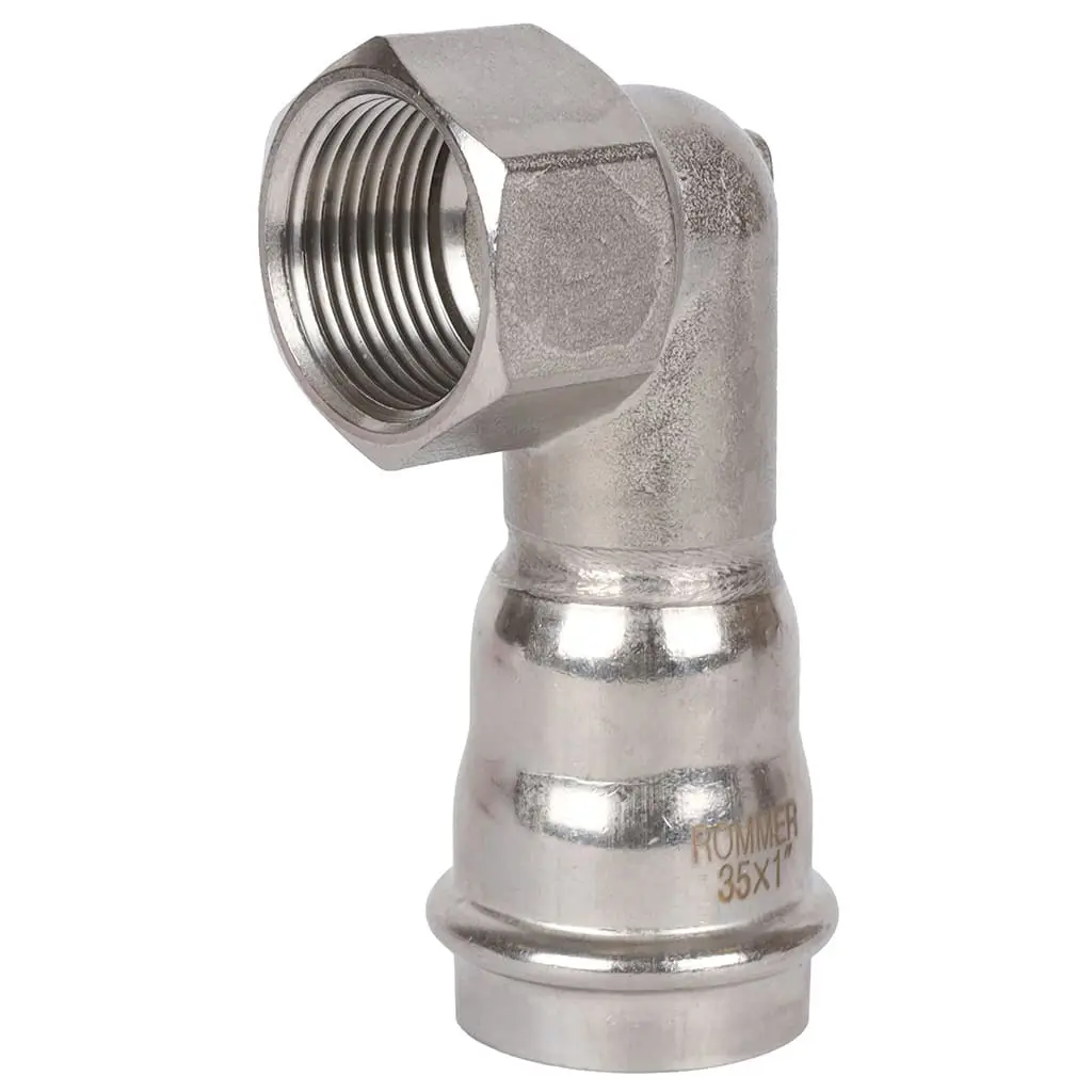 Изображение товара Угол переходной Rommer 1"x35 мм ВПр-ВР нержавеющая сталь
