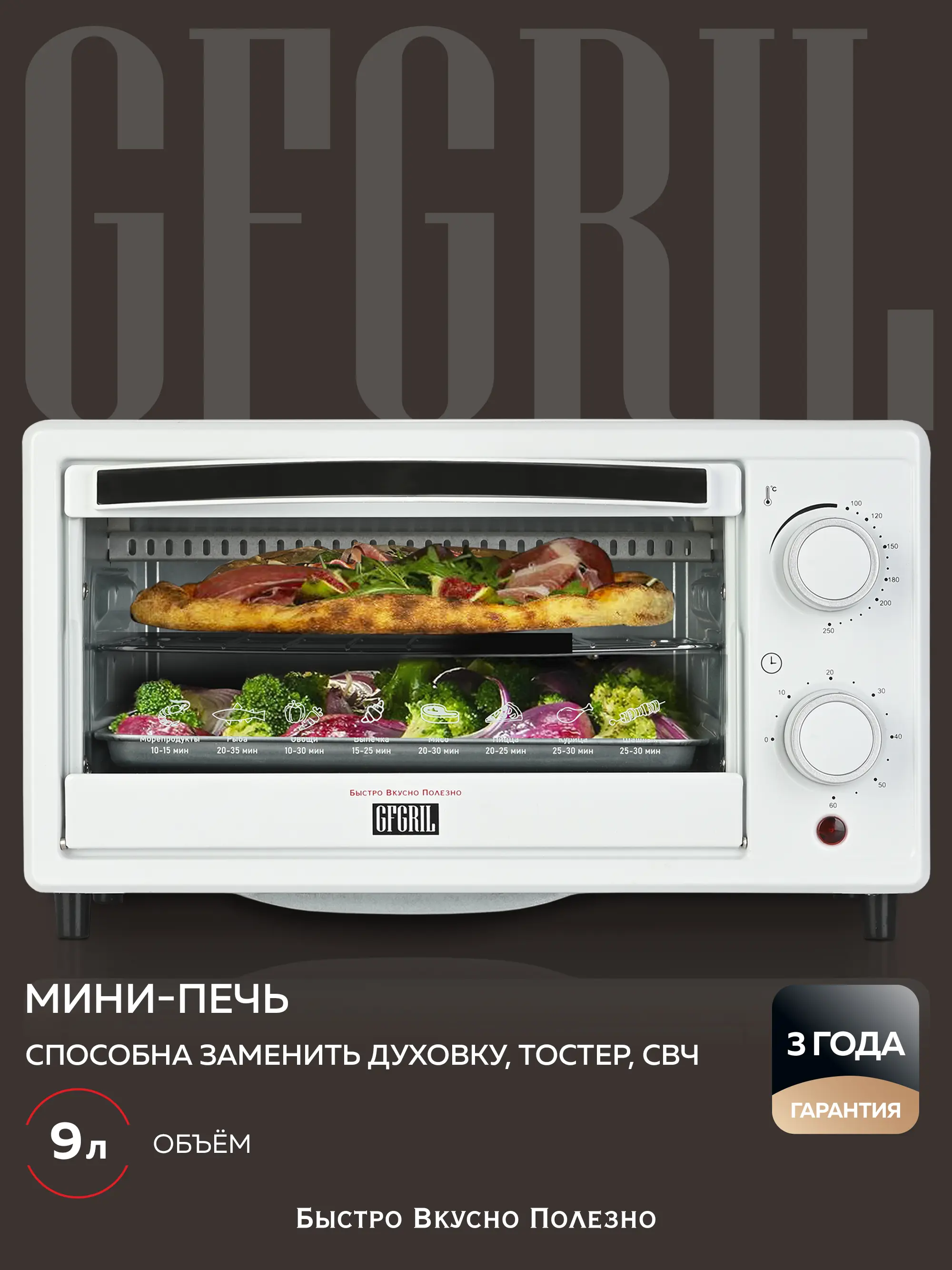 Изображение товара Электропечь Gfgril GFO-09W 26x37x21 см цвет белый