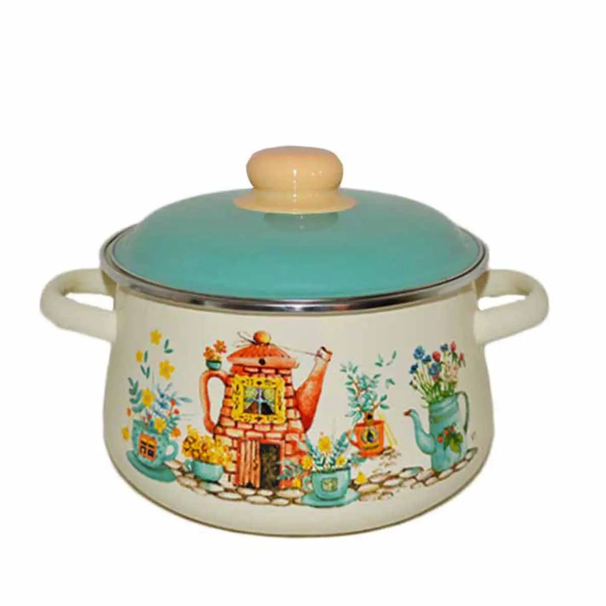 Изображение товара Кастрюля 5.5 л с крышкой Стальэмаль Чайный домик 1с47я сталь цвет разноцветный