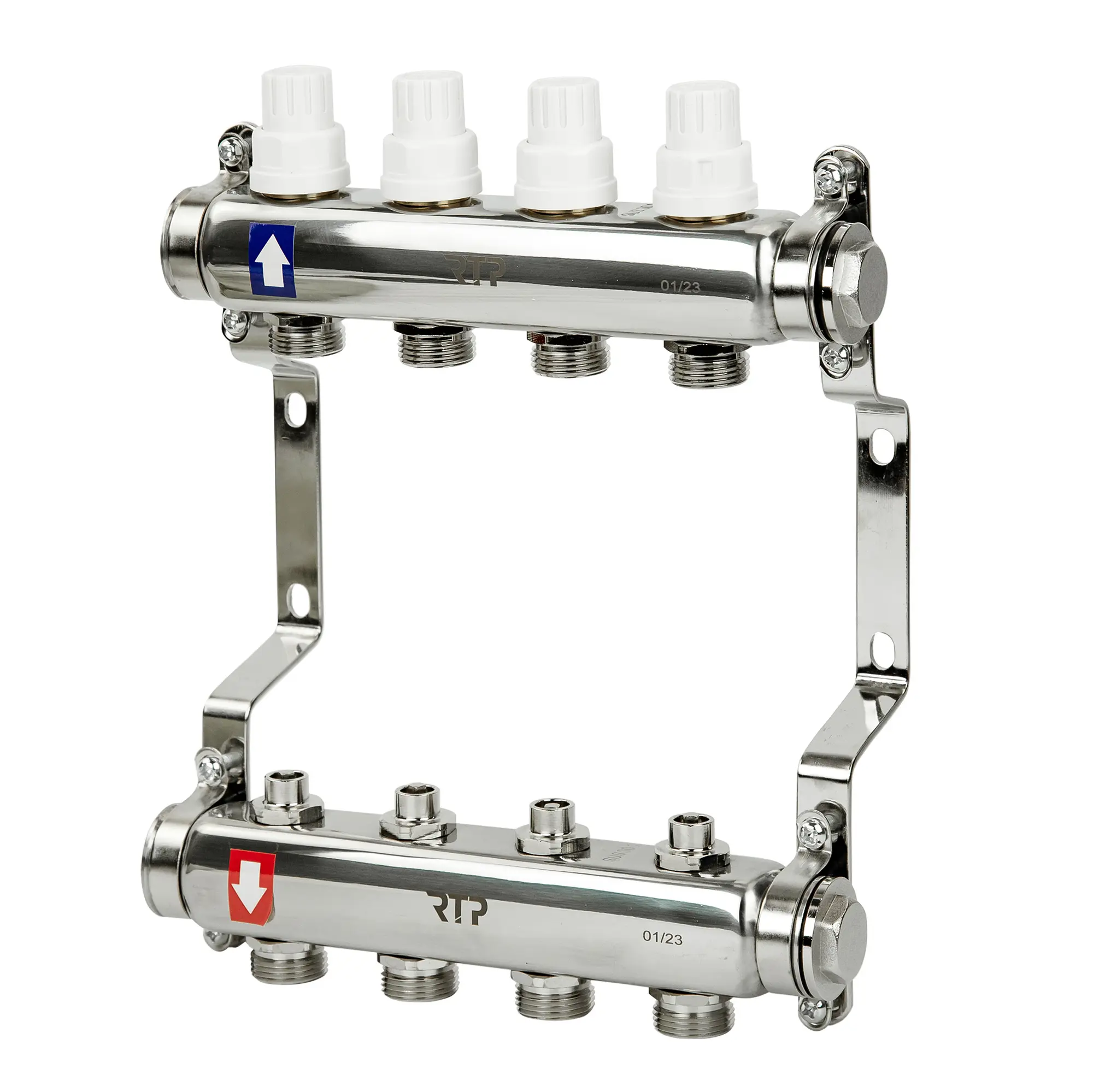 Изображение товара Коллекторная группа Rtp 39458 с 4 выходами из нержавеющей стали для системы отопления